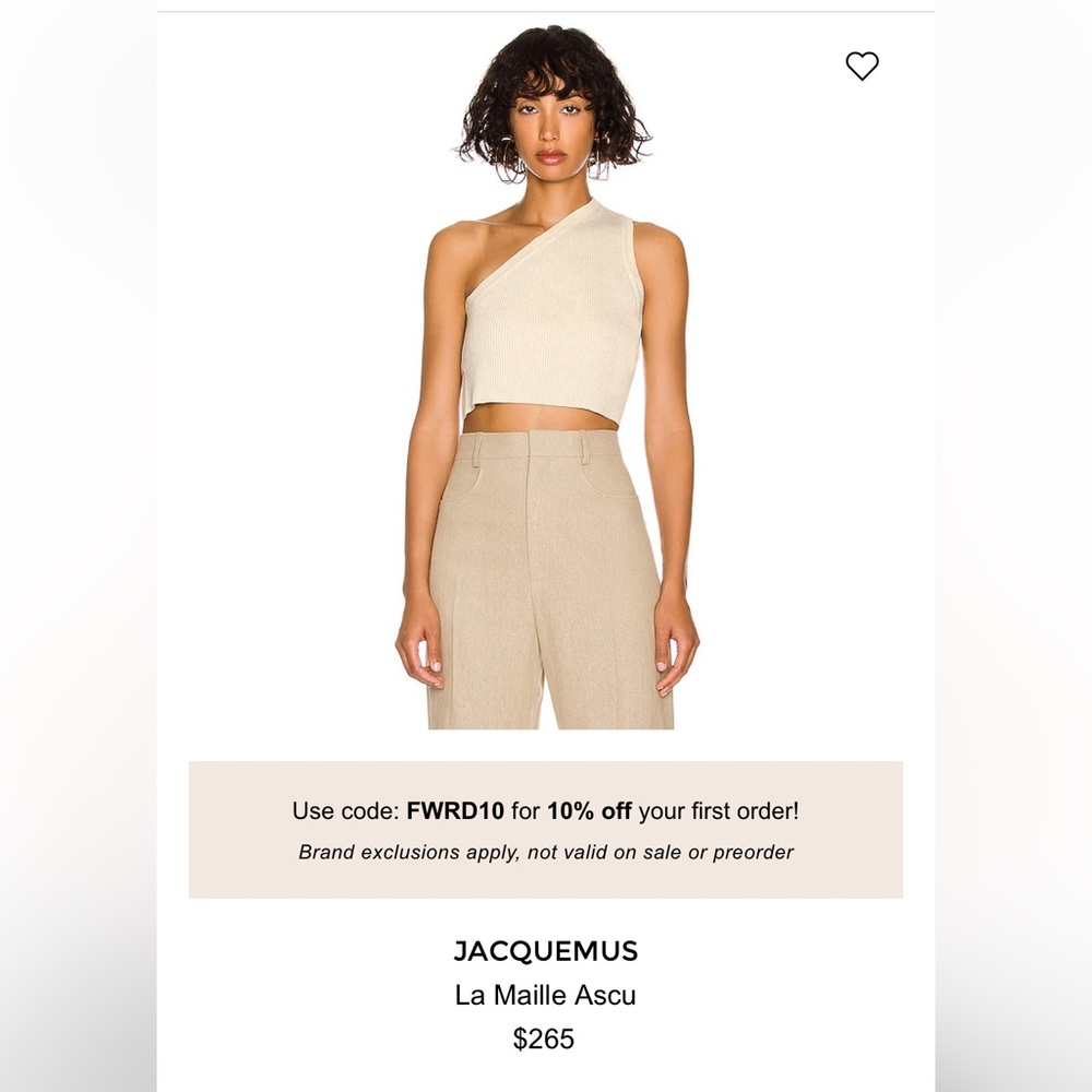 jacquemus la maille ascu backless one shoulder tank